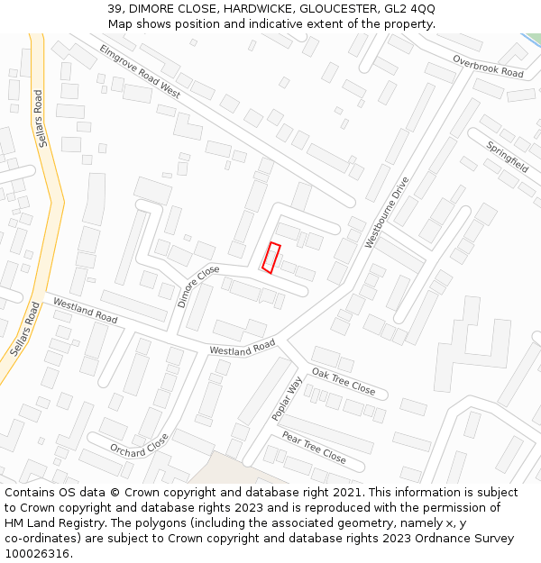 39, DIMORE CLOSE, HARDWICKE, GLOUCESTER, GL2 4QQ: Location map and indicative extent of plot