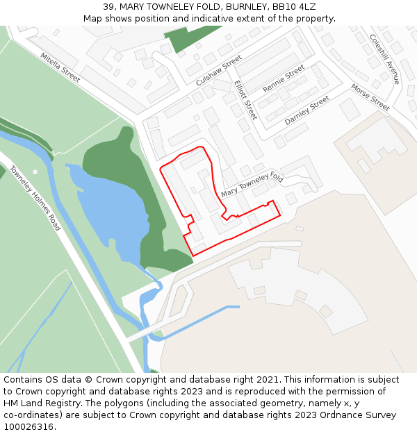 39, MARY TOWNELEY FOLD, BURNLEY, BB10 4LZ: Location map and indicative extent of plot