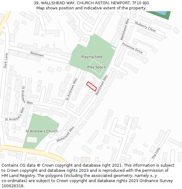 39, WALLSHEAD WAY, CHURCH ASTON, NEWPORT, TF10 9JG: Location map and indicative extent of plot