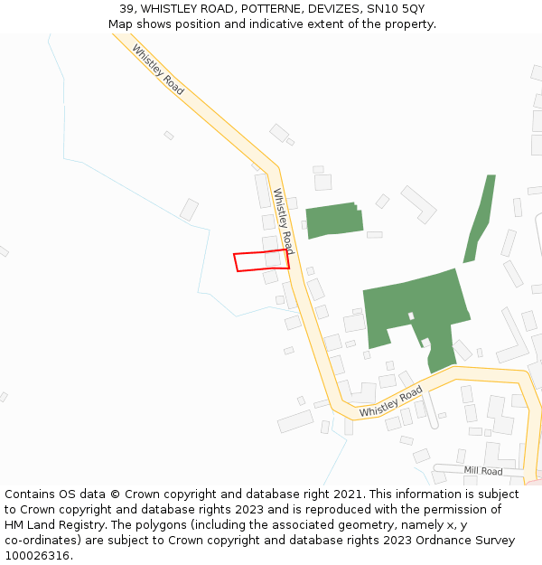 39, WHISTLEY ROAD, POTTERNE, DEVIZES, SN10 5QY: Location map and indicative extent of plot