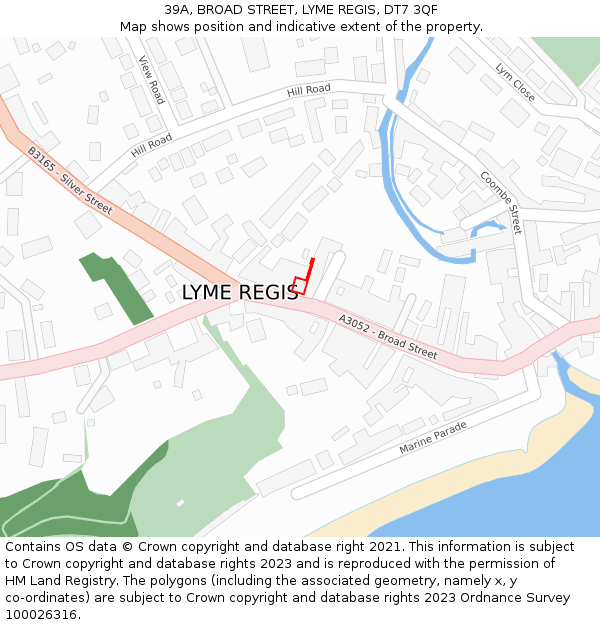 39A, BROAD STREET, LYME REGIS, DT7 3QF: Location map and indicative extent of plot