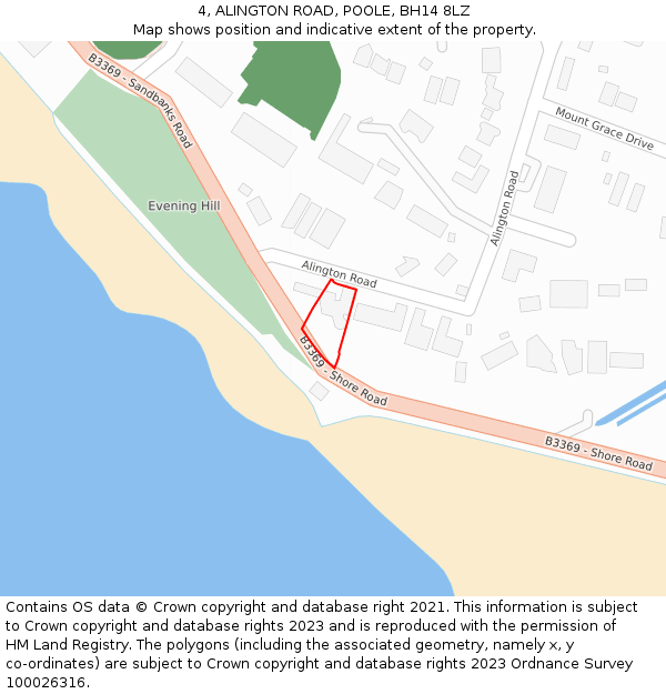 4, ALINGTON ROAD, POOLE, BH14 8LZ: Location map and indicative extent of plot