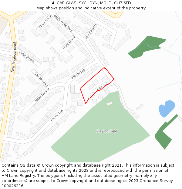 4, CAE GLAS, SYCHDYN, MOLD, CH7 6FD: Location map and indicative extent of plot