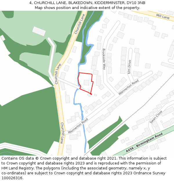 4, CHURCHILL LANE, BLAKEDOWN, KIDDERMINSTER, DY10 3NB: Location map and indicative extent of plot