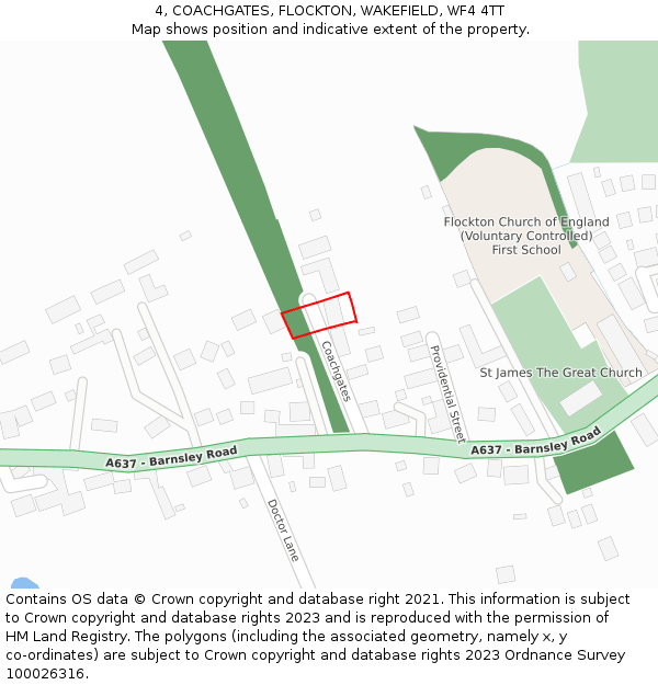 4, COACHGATES, FLOCKTON, WAKEFIELD, WF4 4TT: Location map and indicative extent of plot