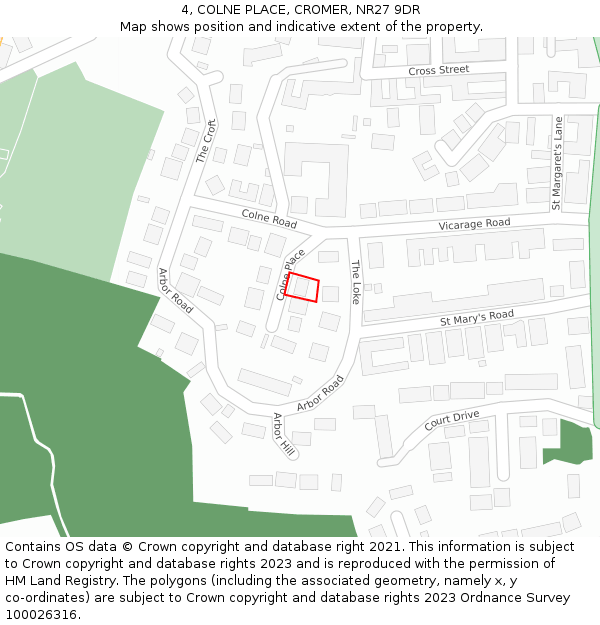 4, COLNE PLACE, CROMER, NR27 9DR: Location map and indicative extent of plot