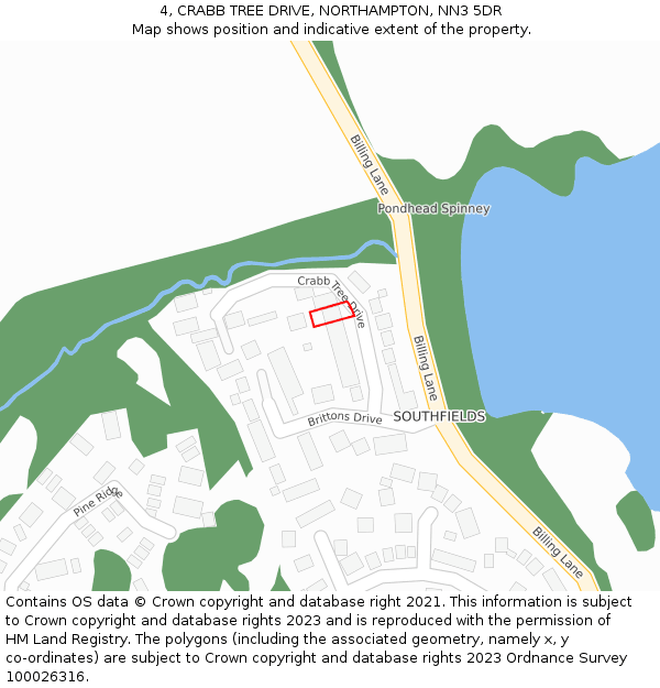 4, CRABB TREE DRIVE, NORTHAMPTON, NN3 5DR: Location map and indicative extent of plot