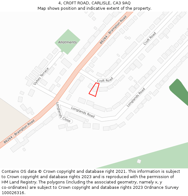 4, CROFT ROAD, CARLISLE, CA3 9AQ: Location map and indicative extent of plot