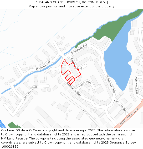 4, EALAND CHASE, HORWICH, BOLTON, BL6 5HJ: Location map and indicative extent of plot