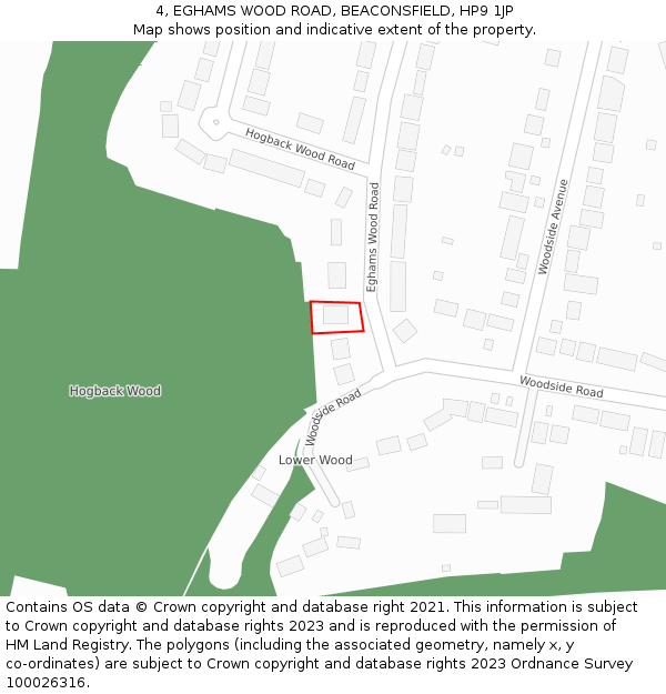 4, EGHAMS WOOD ROAD, BEACONSFIELD, HP9 1JP: Location map and indicative extent of plot