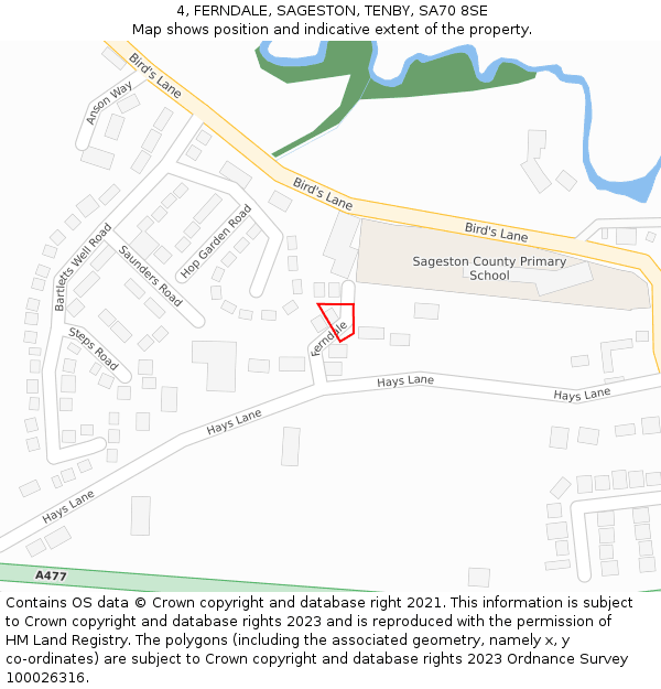 4, FERNDALE, SAGESTON, TENBY, SA70 8SE: Location map and indicative extent of plot