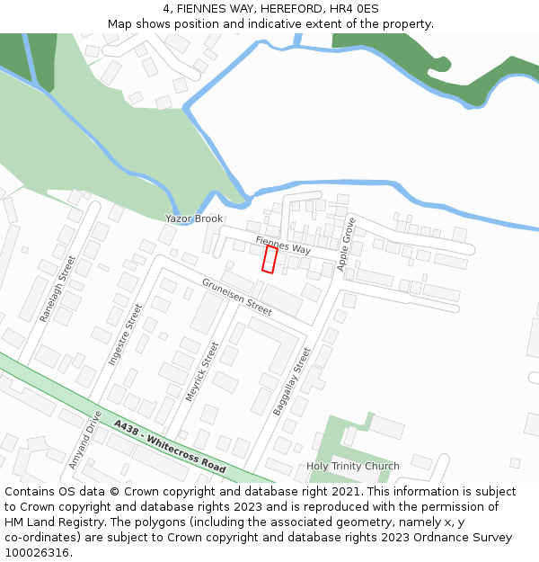 4, FIENNES WAY, HEREFORD, HR4 0ES: Location map and indicative extent of plot