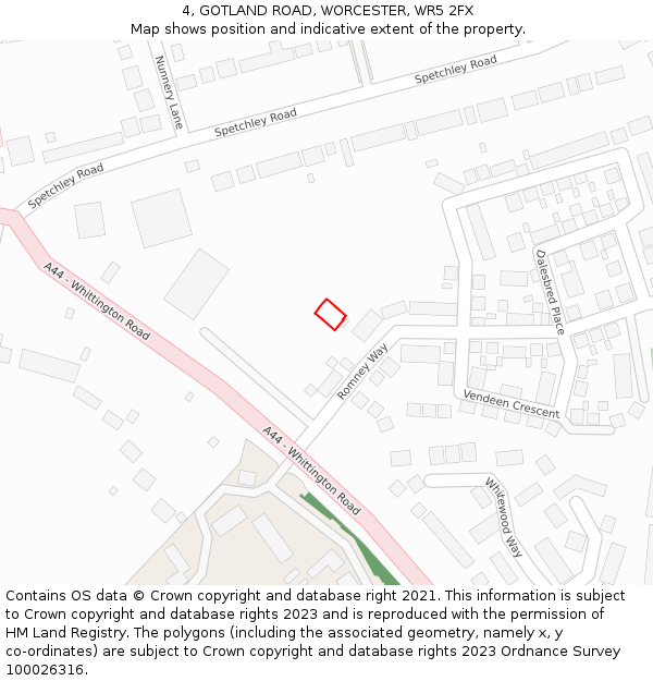 4, GOTLAND ROAD, WORCESTER, WR5 2FX: Location map and indicative extent of plot