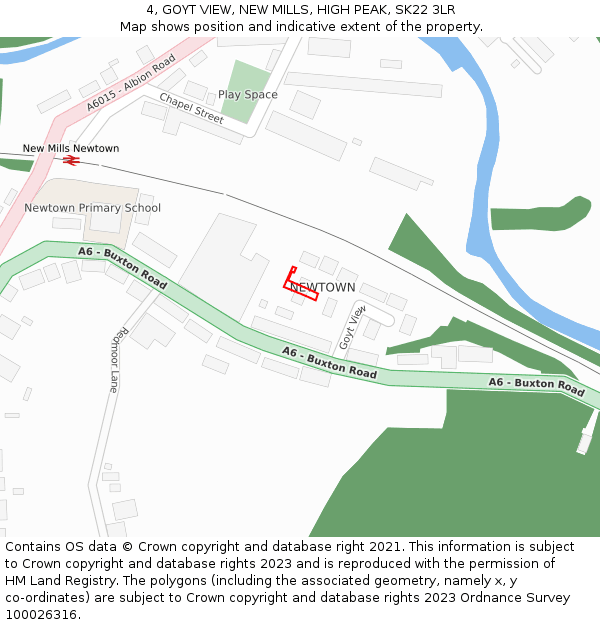 4, GOYT VIEW, NEW MILLS, HIGH PEAK, SK22 3LR: Location map and indicative extent of plot