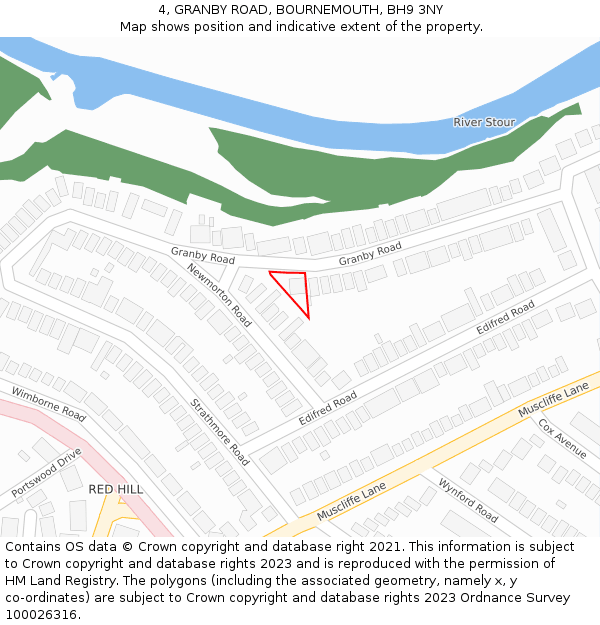 4, GRANBY ROAD, BOURNEMOUTH, BH9 3NY: Location map and indicative extent of plot