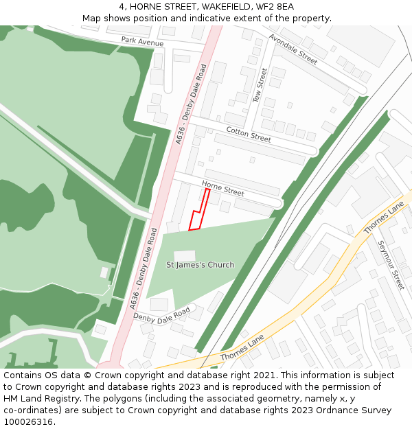 4, HORNE STREET, WAKEFIELD, WF2 8EA: Location map and indicative extent of plot