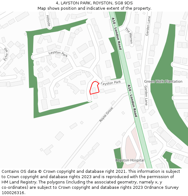 4, LAYSTON PARK, ROYSTON, SG8 9DS: Location map and indicative extent of plot