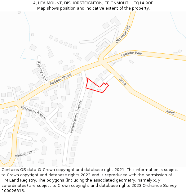 4, LEA MOUNT, BISHOPSTEIGNTON, TEIGNMOUTH, TQ14 9QE: Location map and indicative extent of plot