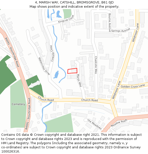 4, MARSH WAY, CATSHILL, BROMSGROVE, B61 0JD: Location map and indicative extent of plot