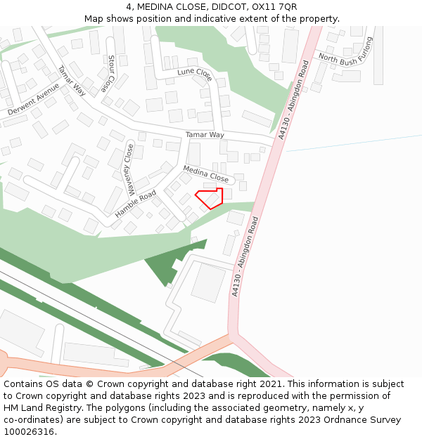 4, MEDINA CLOSE, DIDCOT, OX11 7QR: Location map and indicative extent of plot