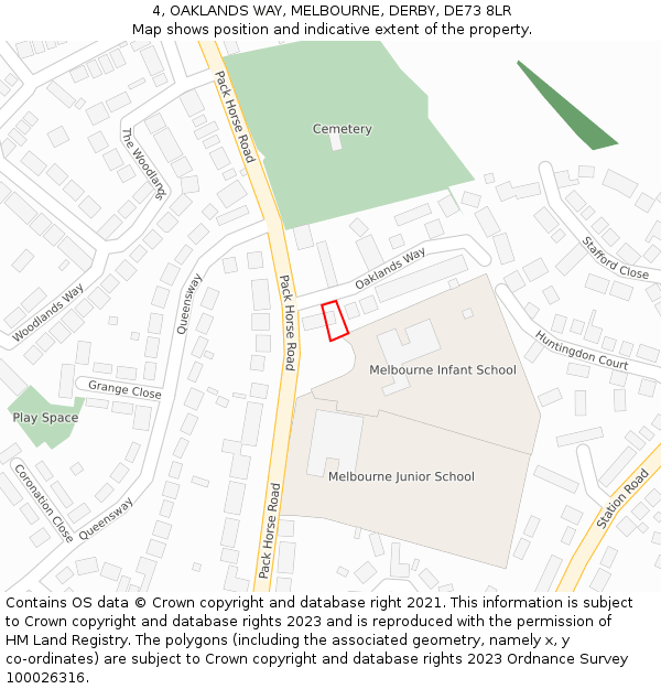 4, OAKLANDS WAY, MELBOURNE, DERBY, DE73 8LR: Location map and indicative extent of plot