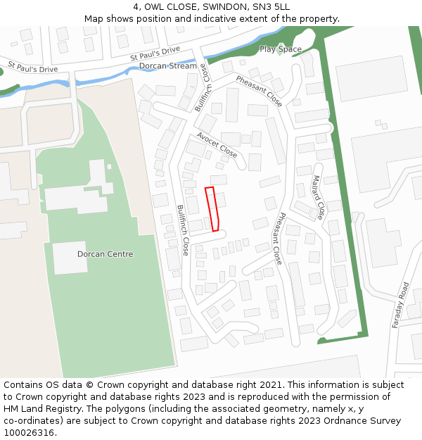 4, OWL CLOSE, SWINDON, SN3 5LL: Location map and indicative extent of plot