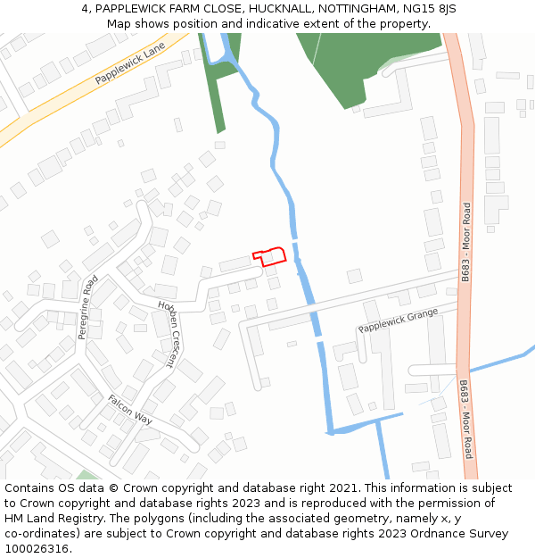 4, PAPPLEWICK FARM CLOSE, HUCKNALL, NOTTINGHAM, NG15 8JS: Location map and indicative extent of plot