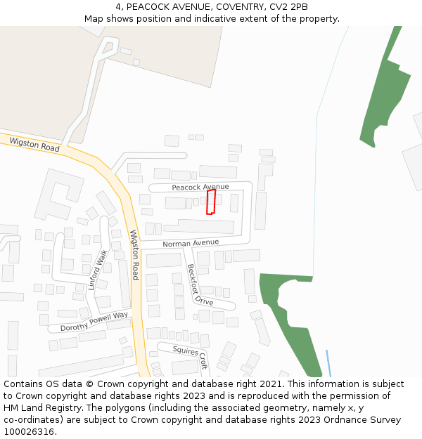 4, PEACOCK AVENUE, COVENTRY, CV2 2PB: Location map and indicative extent of plot