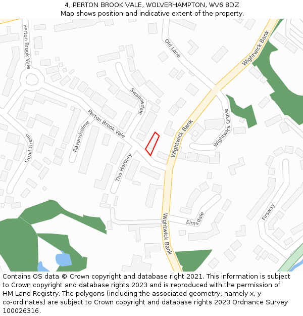 4, PERTON BROOK VALE, WOLVERHAMPTON, WV6 8DZ: Location map and indicative extent of plot