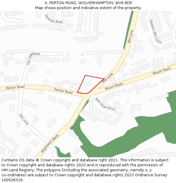 4, PERTON ROAD, WOLVERHAMPTON, WV6 8DP: Location map and indicative extent of plot