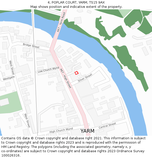 4, POPLAR COURT, YARM, TS15 9AX: Location map and indicative extent of plot