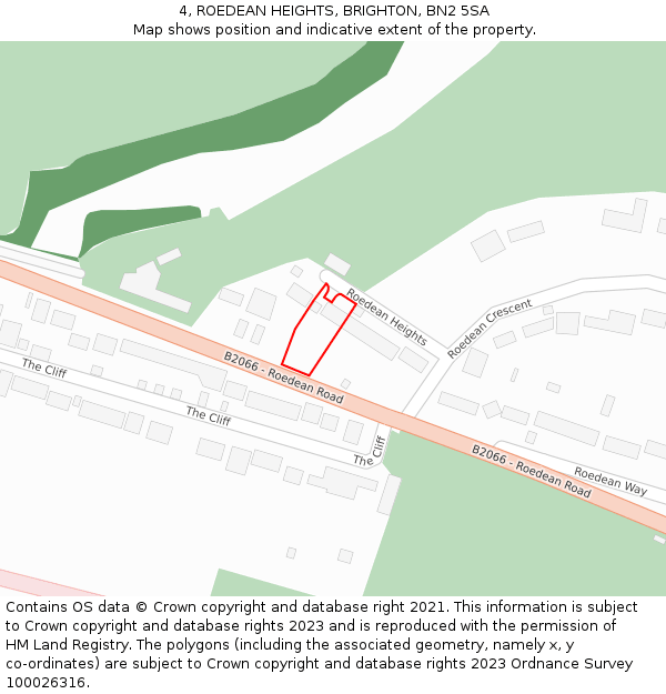 4, ROEDEAN HEIGHTS, BRIGHTON, BN2 5SA: Location map and indicative extent of plot