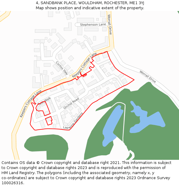 4, SANDBANK PLACE, WOULDHAM, ROCHESTER, ME1 3YJ: Location map and indicative extent of plot