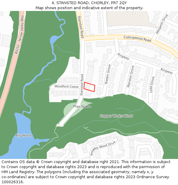 4, STANSTED ROAD, CHORLEY, PR7 2QY: Location map and indicative extent of plot