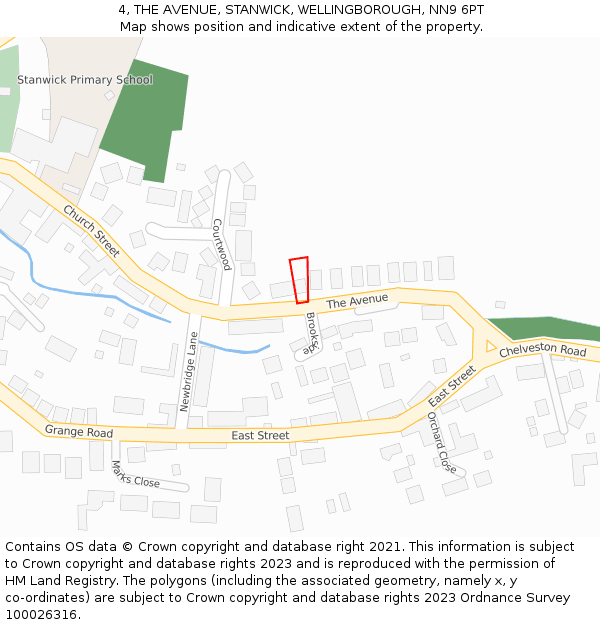 4, THE AVENUE, STANWICK, WELLINGBOROUGH, NN9 6PT: Location map and indicative extent of plot