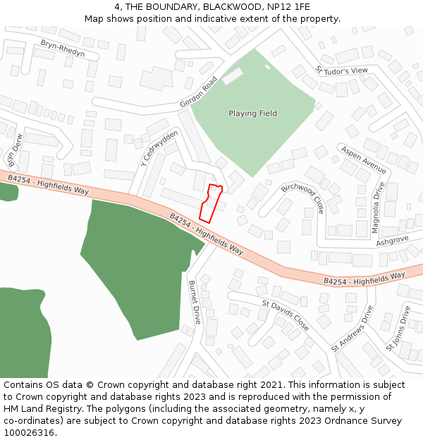 4, THE BOUNDARY, BLACKWOOD, NP12 1FE: Location map and indicative extent of plot