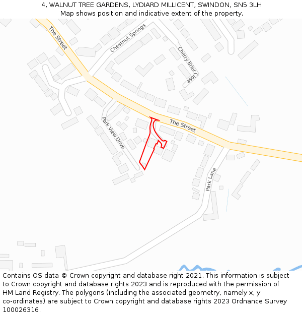 4, WALNUT TREE GARDENS, LYDIARD MILLICENT, SWINDON, SN5 3LH: Location map and indicative extent of plot