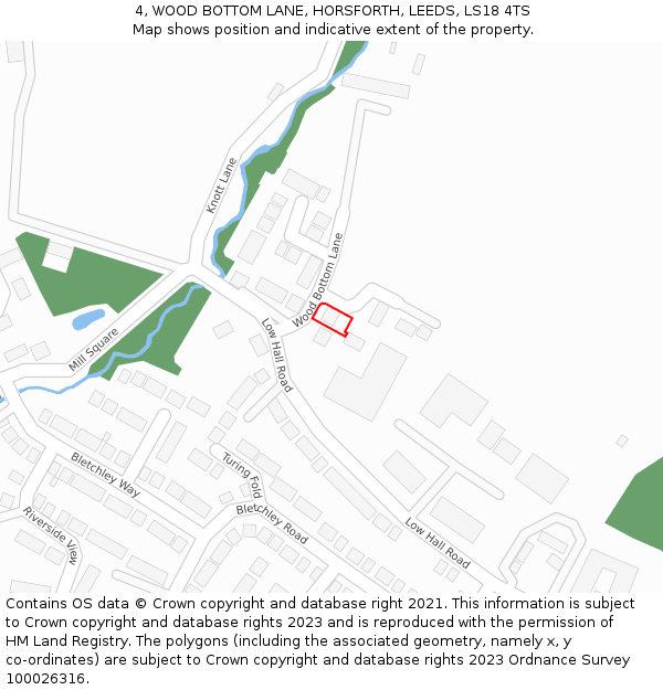 4, WOOD BOTTOM LANE, HORSFORTH, LEEDS, LS18 4TS: Location map and indicative extent of plot