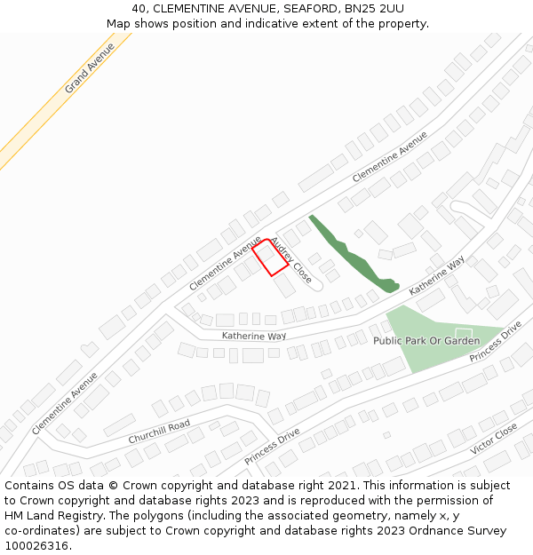 40, CLEMENTINE AVENUE, SEAFORD, BN25 2UU: Location map and indicative extent of plot