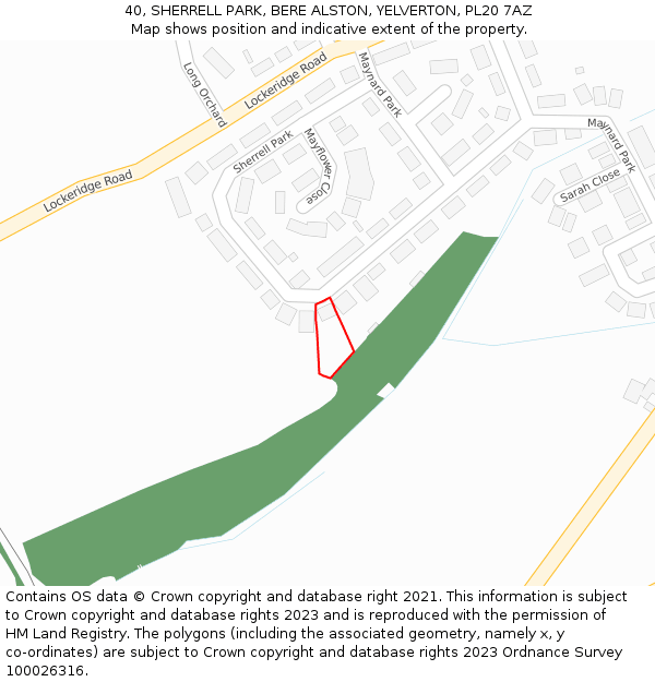 40, SHERRELL PARK, BERE ALSTON, YELVERTON, PL20 7AZ: Location map and indicative extent of plot