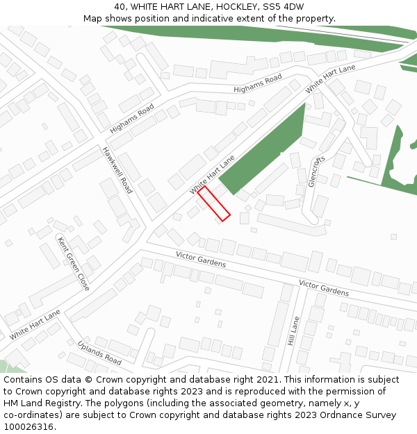 40, WHITE HART LANE, HOCKLEY, SS5 4DW: Location map and indicative extent of plot