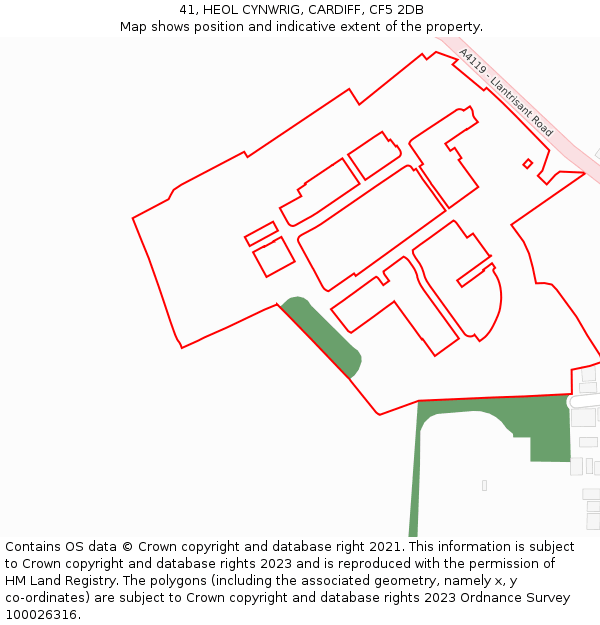 41, HEOL CYNWRIG, CARDIFF, CF5 2DB: Location map and indicative extent of plot