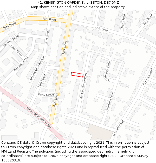 41, KENSINGTON GARDENS, ILKESTON, DE7 5NZ: Location map and indicative extent of plot