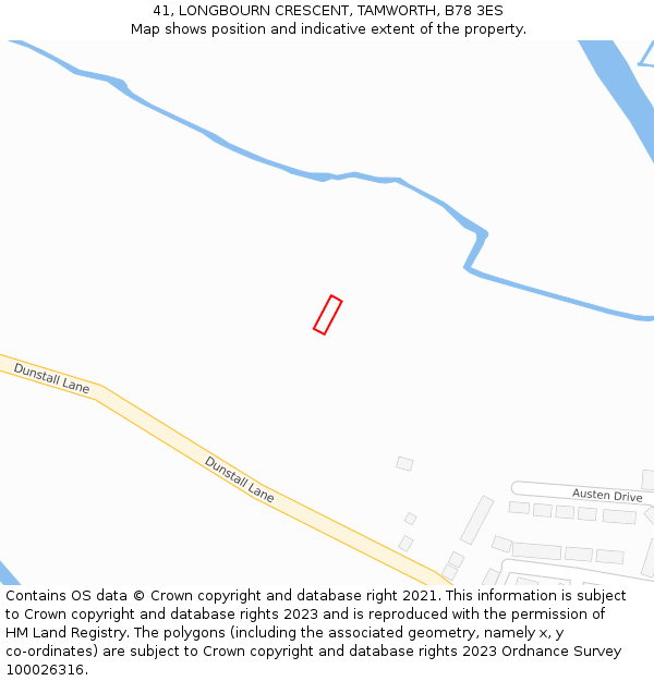 41, LONGBOURN CRESCENT, TAMWORTH, B78 3ES: Location map and indicative extent of plot