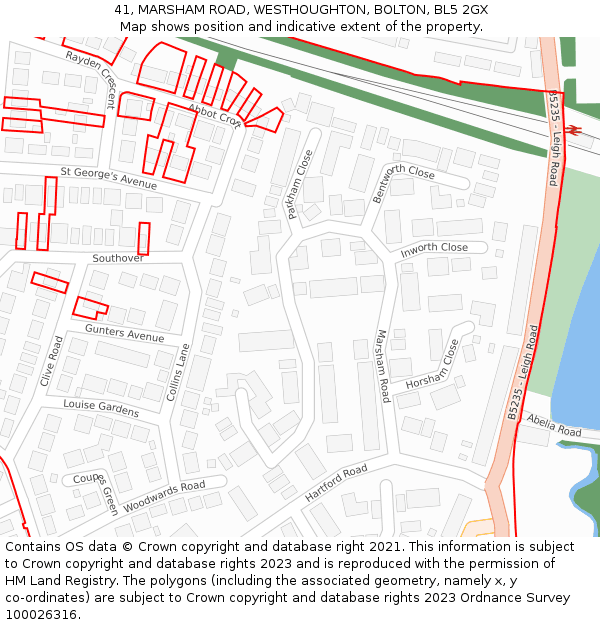 41, MARSHAM ROAD, WESTHOUGHTON, BOLTON, BL5 2GX: Location map and indicative extent of plot