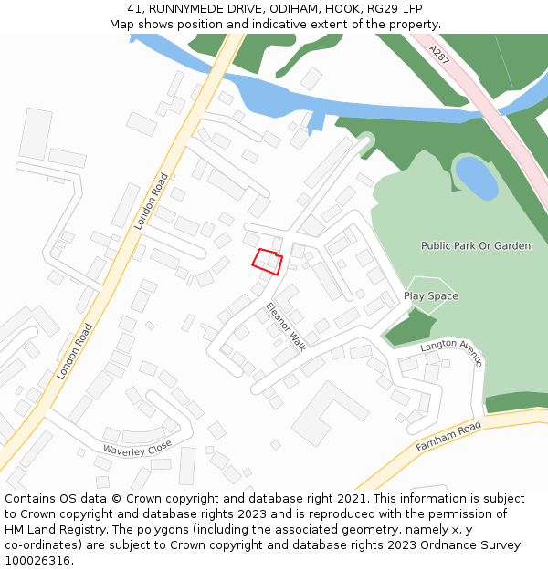 41, RUNNYMEDE DRIVE, ODIHAM, HOOK, RG29 1FP: Location map and indicative extent of plot