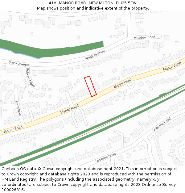 41A, MANOR ROAD, NEW MILTON, BH25 5EW: Location map and indicative extent of plot