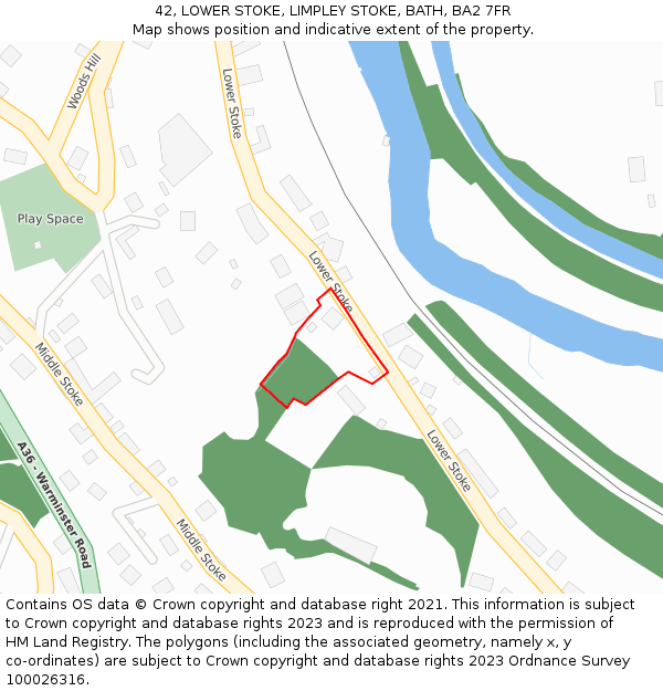 42, LOWER STOKE, LIMPLEY STOKE, BATH, BA2 7FR: Location map and indicative extent of plot