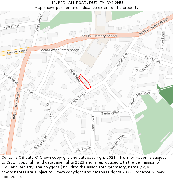 42, REDHALL ROAD, DUDLEY, DY3 2NU: Location map and indicative extent of plot