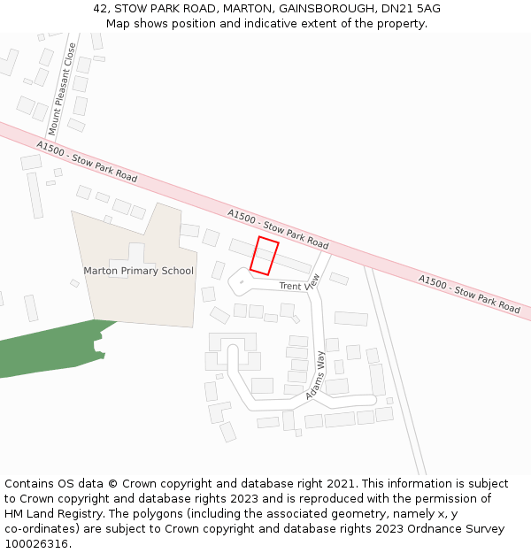 42, STOW PARK ROAD, MARTON, GAINSBOROUGH, DN21 5AG: Location map and indicative extent of plot